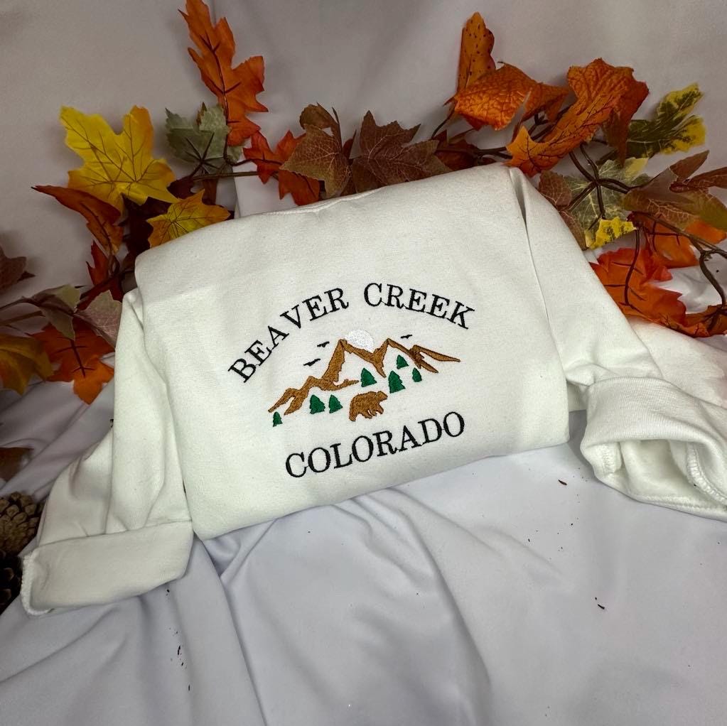 Beaver Creek Colorado embroidered sweatshirt; Colorado mountains embroidered crewneck. Christmas gift for her/him